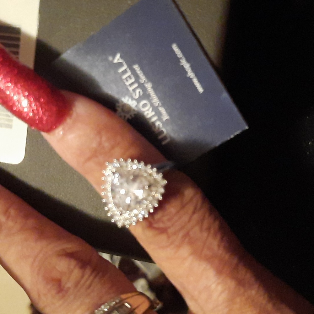 NIB AUTHENTIC GENUINE SOLID STERLING SILVER CZ RHODIUM TRIMBLE HALO RING 6